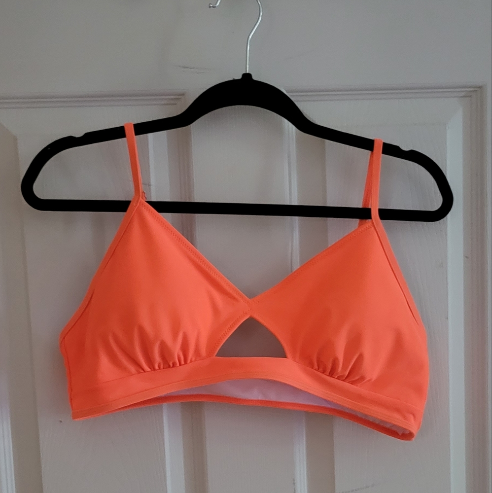 Orange Cutout Triangle Bikini Top